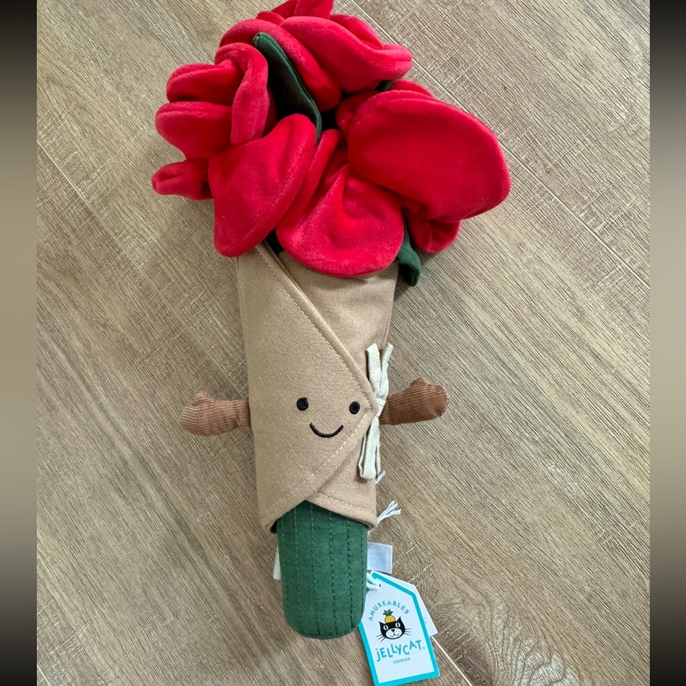 Jellycat Amuseables Rose Bouquet Plush With Dust Bag 100% Authentic New with Tag
